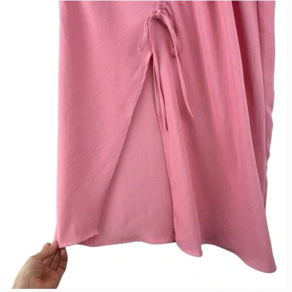 NWT Zara Pink Draped Asymmetrical Ruched Midi Dress Size S Boho Lagenlook NEW - Picture 9 of 14